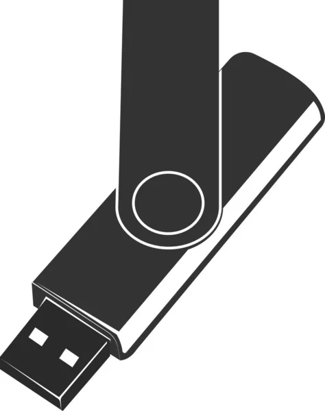 Ícone vetorial preto plano de uma unidade USB. —  Vetores de Stock