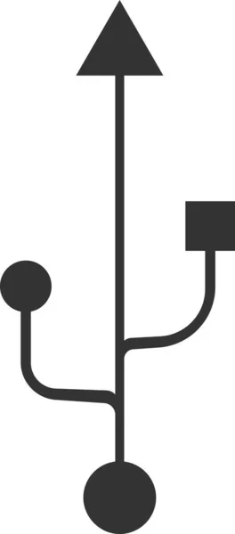 Flat black vector icon USB vector symbol. — 스톡 벡터