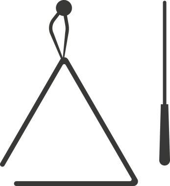 Metal çubuklu bir üçgenin siyah düz silueti.