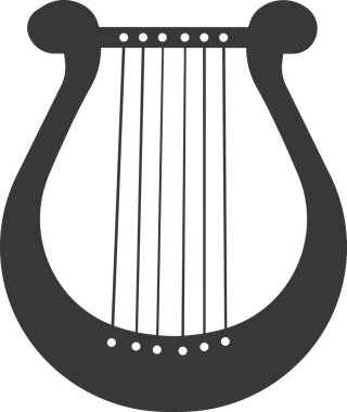 Lirin siyah düz silueti. Bir vektör resmi.