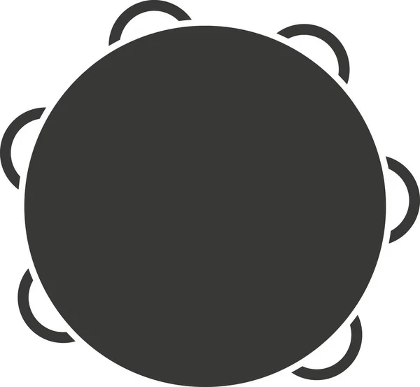 Silhouette plate noire d'un tambourin avec plaques métalliques. — Image vectorielle