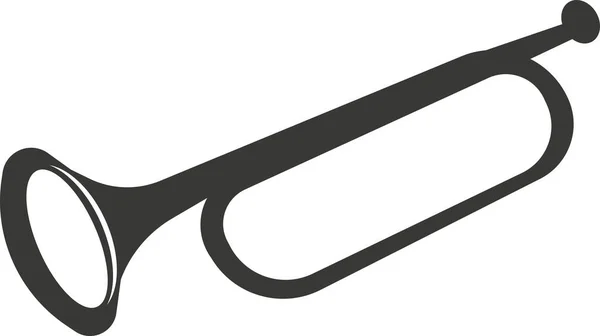 Silhouette plate noire d'une corne avec embout buccal. — Image vectorielle