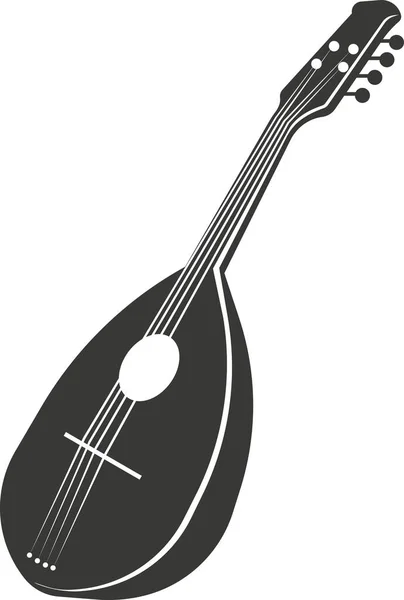 Black flat silhouette of a mandolin. A vector image. — Stock Vector