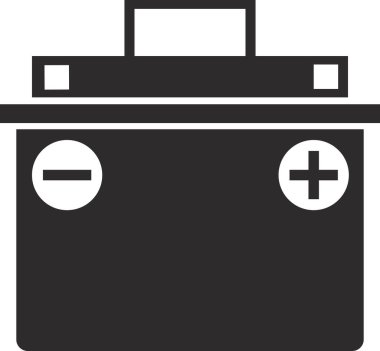 Araba aküsü ikonu. Düz vektör illüstrasyonu.