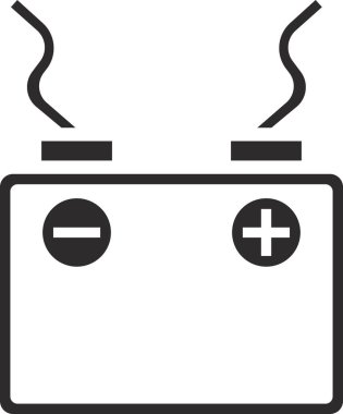 Araba aküsü ikonu. Düz vektör illüstrasyonu.