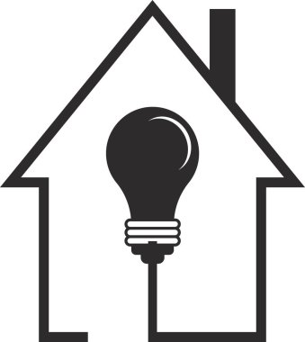 Elektriğe bağlı bir evin simgesi.