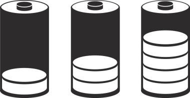 Pil seviyesi simgesi. Batarya şarj göstergeleri. Düz vektör illüstrasyonu.