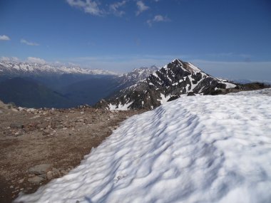 Beyaz dağlar, kar cephedeki Aibga, Kayak Merkezi Rosa Khutor, Rusya Federasyonu