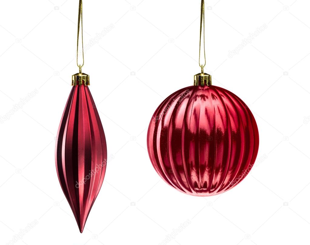 Set  of red Christmas  decoration elements isolated on white background
