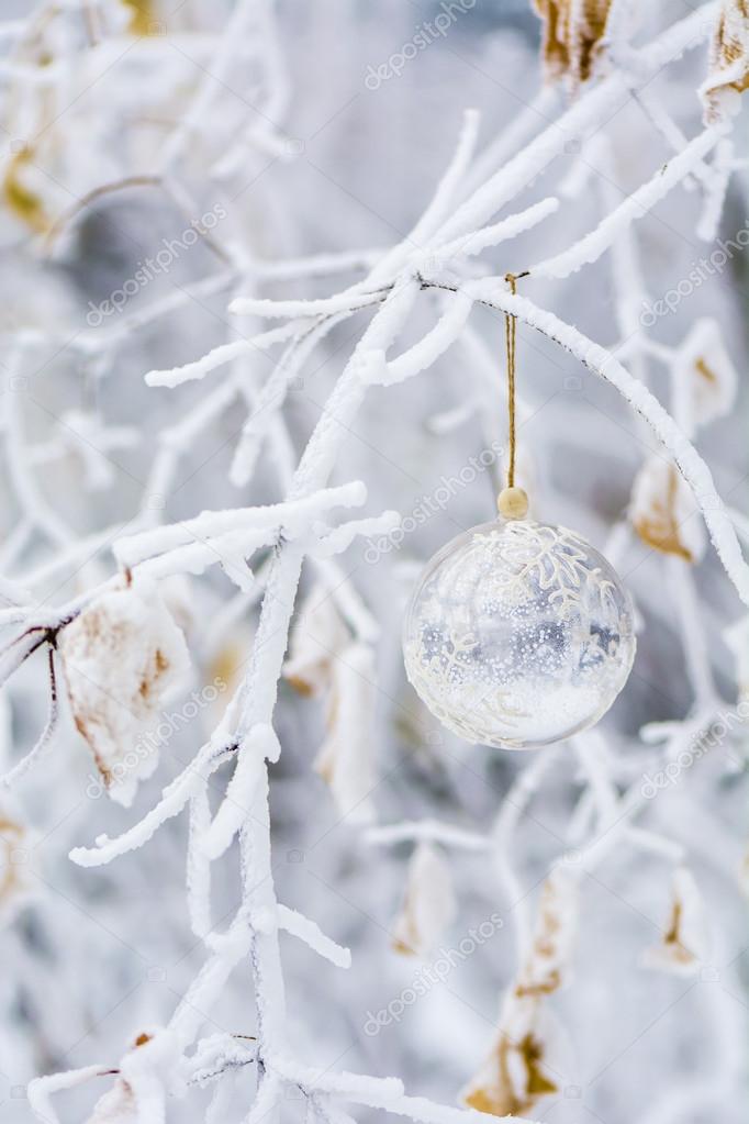 Transparent christmas ball with snowflakes
