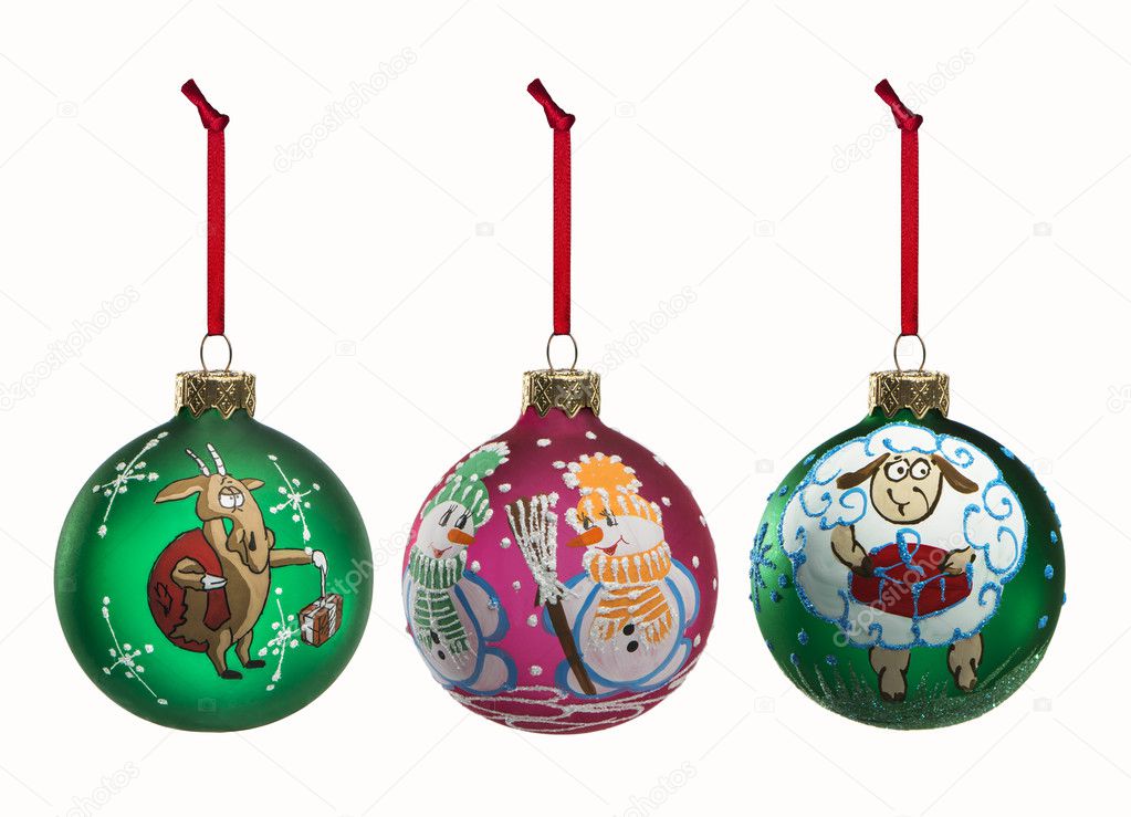 Set of  folk Christmas decoration elements isolated on white bac