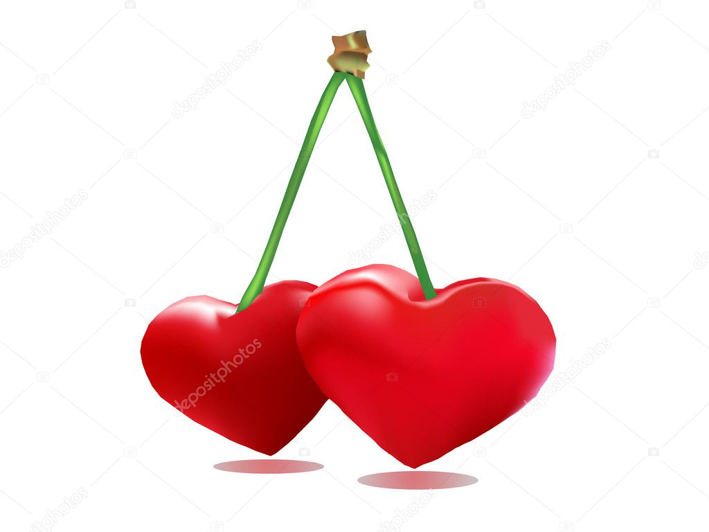 Pair of heart - Lovers cherries valentine