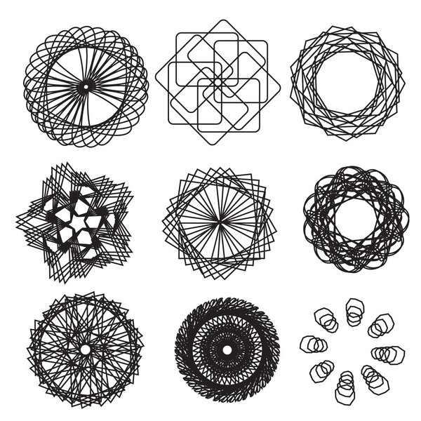 Набор этнической фрактальной мандалы
