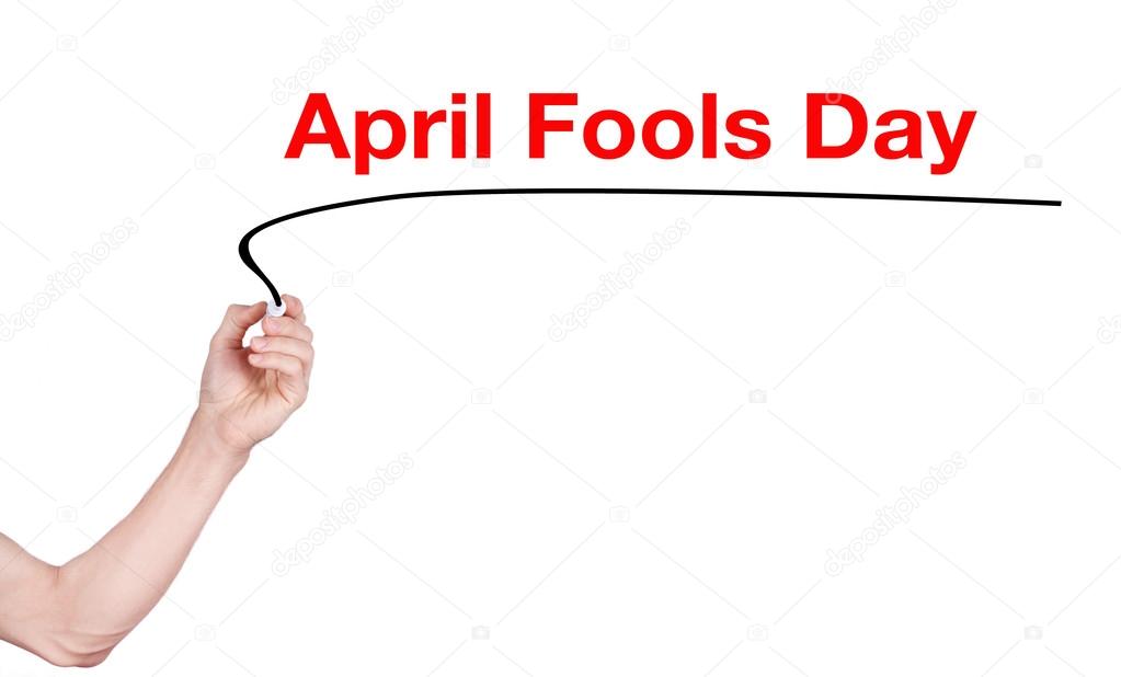 April fools day word write on white background