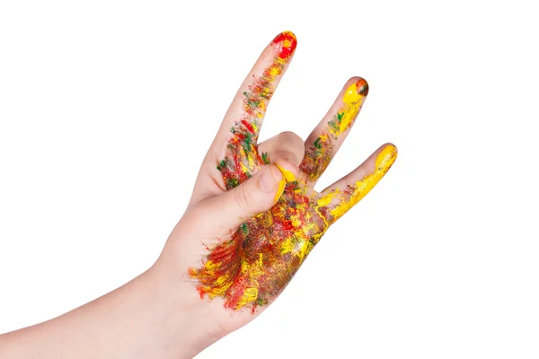 Woman hands painted with watercolors — Stock Photo, Image