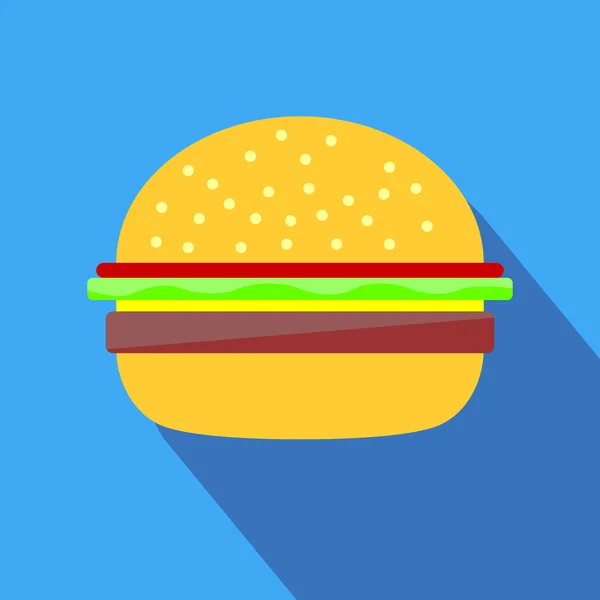 Hamburger Ikone mit langem Schatten. — Stockvektor