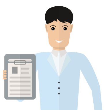 Doktor holding tıbbi not defteri.