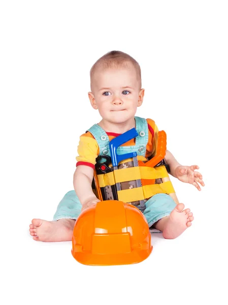 Instrumentos de brinquedo para bebês e crianças em um fundo branco . — Fotografia de Stock