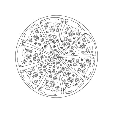 lezzetli pizza çizimi.