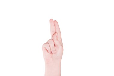 Güzel kadın el izole tutarak