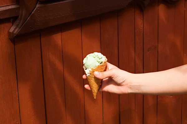 Ice cream in a waffle cup