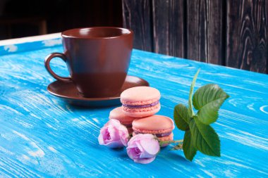 Mavi kurullarında çok renkli acıbadem kurabiyesi. 