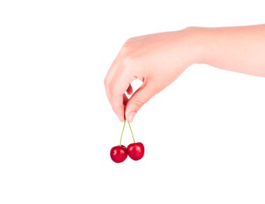 Beyaz arkaplanda kiraz izole