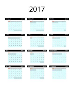 Takvim 2017 yıl basit tarzı. 