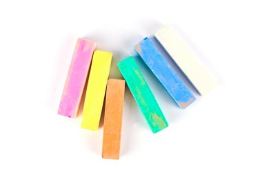 Colorful chalk on a white background.  clipart