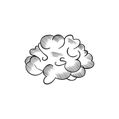 beyin doodle beyaz arka plan üzerinde