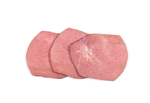 Ham slice on white — Stock Photo, Image