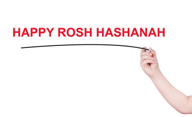 Mutlu rosh hashanah kelime yazmak beyaz arka plan üzerinde 
