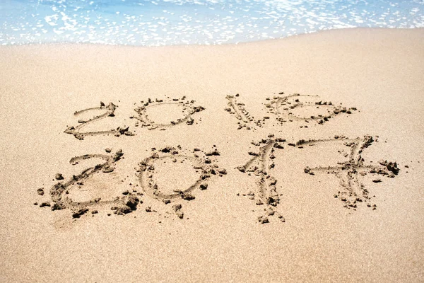모래 해변 배경에서 작성 된 메시지 — 스톡 사진
