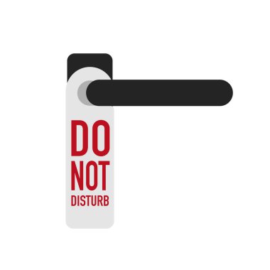 İşareti bozmayın. Üzerinde mavi kapı tokmağında yazı olan imza panosu. Düz renk biçim vektör simgesi. İş için web tasarımı ögeleri.