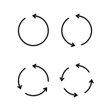 Beyaz arkaplanda siyah daire vektör okları kümesi