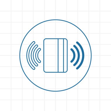 Temassız ödeme ikonu. Yakın alan iletişimi (NFC) kart teknolojisi konsept simgesi. Ödenecek musluk. vektör illüstrasyonu.