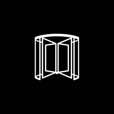 Siyah arkaplanda dönen kapı simgesi. Stok vektörü