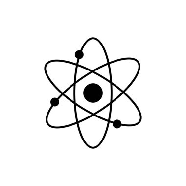 Beyaz arka planda moleküler atom nötron ikonu. Vektör simgesi