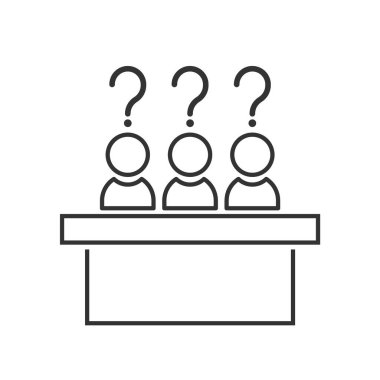 Jüri grup simgesi, jürinin beyaz arka planda çizgisel imzası. Bilgi grafiği için vektör ögesi