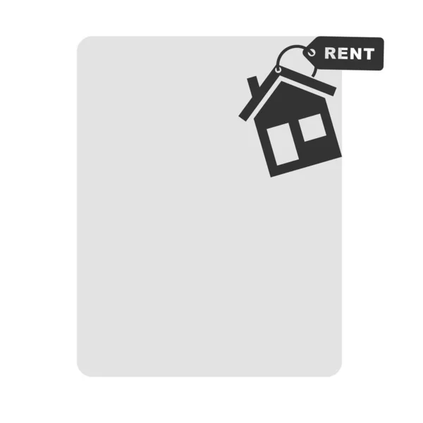 House Rent Icon White Vector Sign Flat Style — Stock Vector