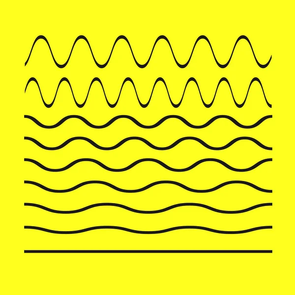 波線と波状ジグザグパターンライン ベクトルブラックのアンダーライン 滑らかな端が斜めに水平方向の曲線のスクグル — ストックベクタ