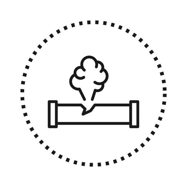 Gas Pipe Break Pictogram Wit Verontreiniging Dun Lijnpictogram — Stockvector