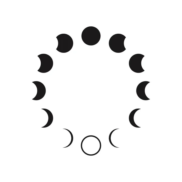Měsíc Fází Astronomie Ikony Nastavit Vektorové Ilustrace Bílém Pozadí — Stockový vektor