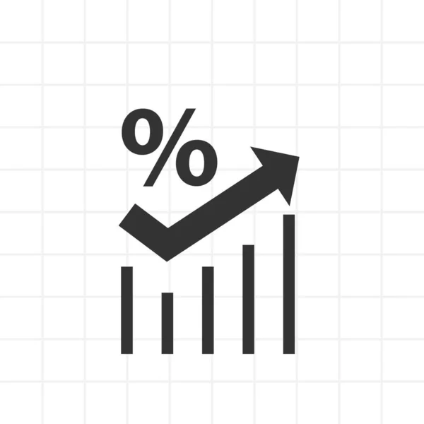 Tendencia Hasta Aislado Icono Mínimo Con Porcentaje Flecha — Vector de stock