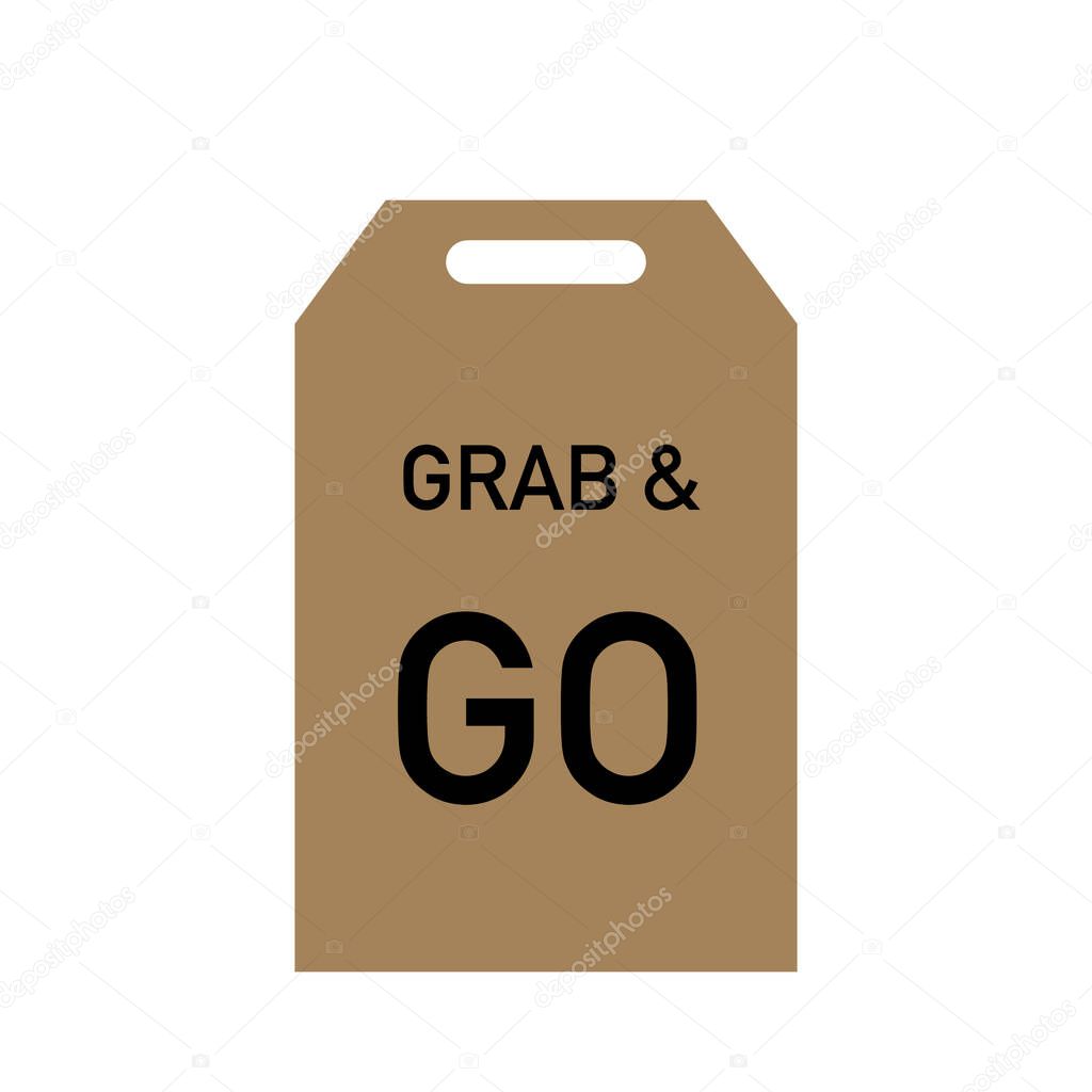 Grab and go vector. Shopping bag. Business and marketing concept. Flat design on white background.
