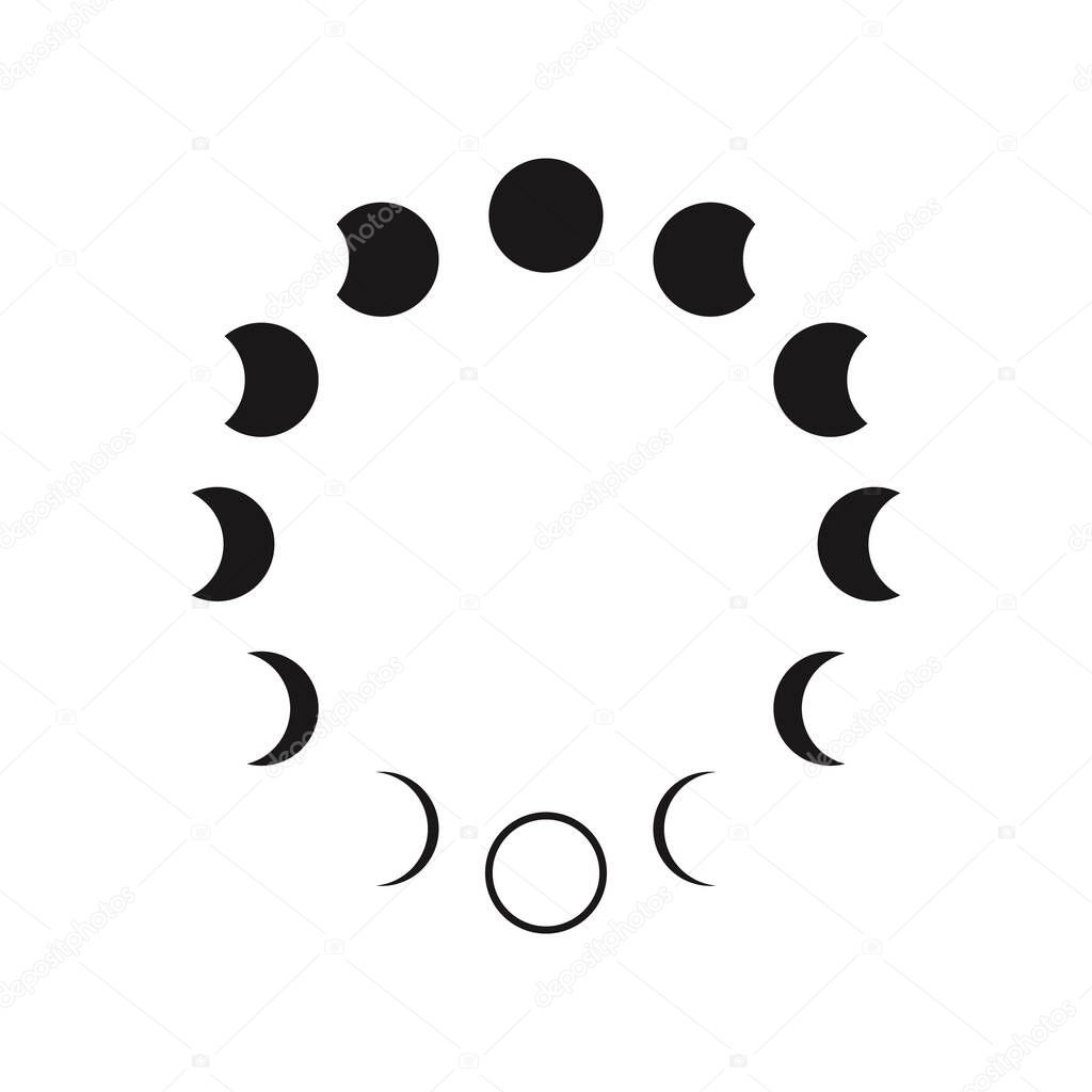 Moon phases astronomy icon set. Vector Illustration on the white background.