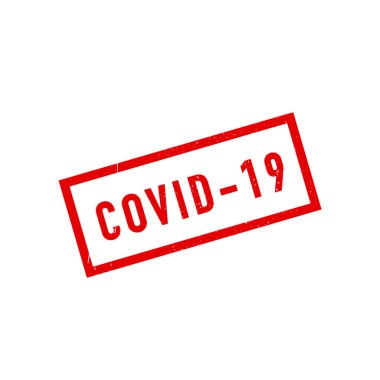 Covid-19 beyaz üzerine grunge mürekkep damgası vektörü. Stok vektörü