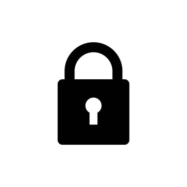 Asma kilit simgesi beyaz arkaplanda izole edildi. Vektör işareti