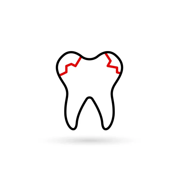 Caries Dental Icono Vector Ilustración Diseño Estilo Línea Dos Colores — Archivo Imágenes Vectoriales
