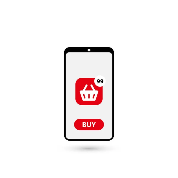 Telefoonpictogram Met Knop Bezorgingsconcept Levering Van Goederen Online Shop Platte — Stockvector